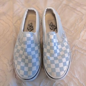 Women’s size 6 blue checkered slid on vans